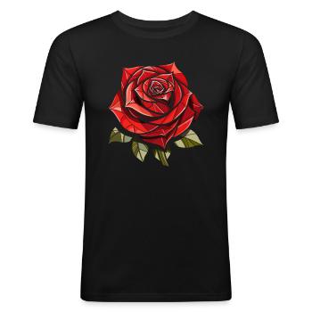 Rose rouge Goth - T-shirt près du corps Homme - noir - Devant - Nik (191cm)