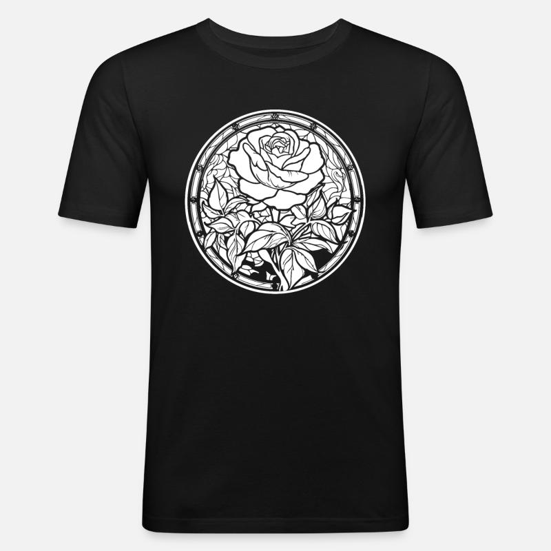 Rote Rose Goth - Männer Slim Fit T-Shirt - Schwarz