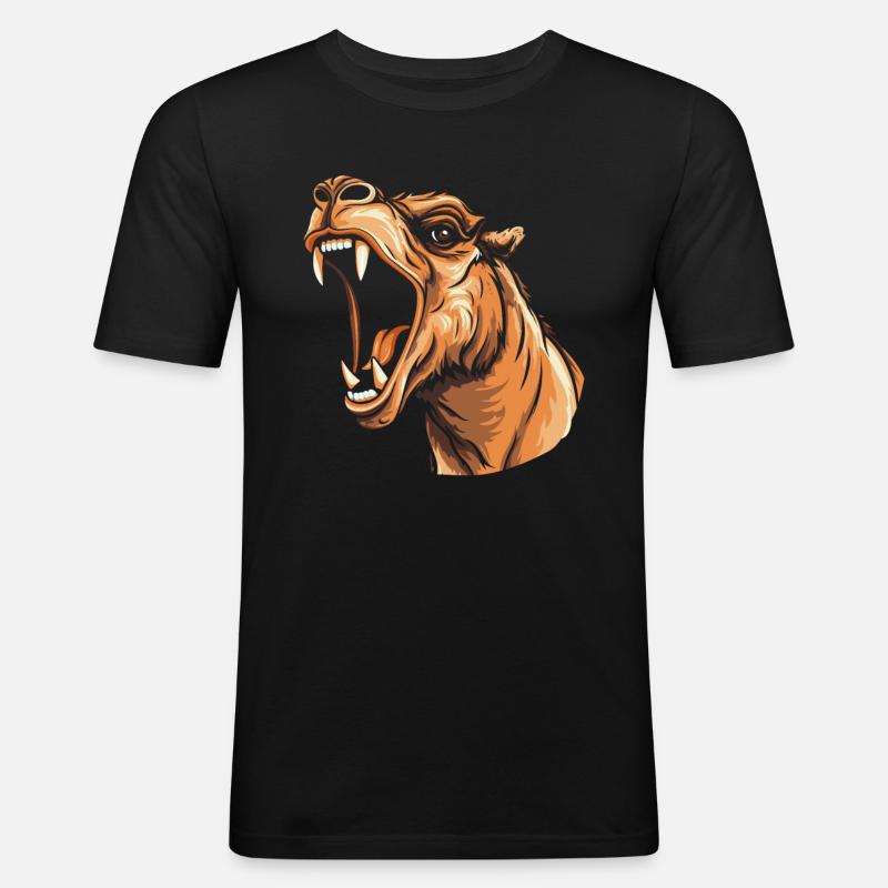 Kamel Wütend - Männer Slim Fit T-Shirt - Schwarz