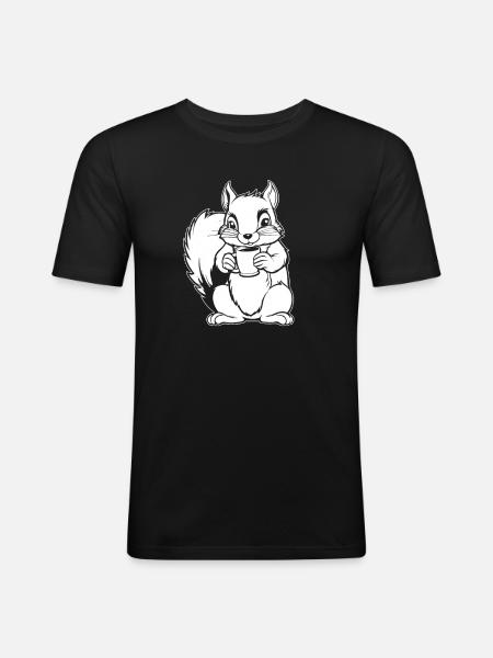 Eichhörnchen Kaffee - Männer Slim Fit T-Shirt - Schwarz