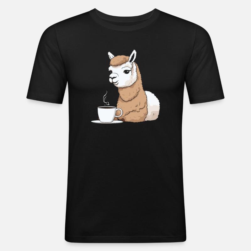 Alpaka Kaffee - Männer Slim Fit T-Shirt - Schwarz
