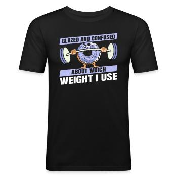Donut Fitness Witzig Donut Gym - Männer Slim Fit T-Shirt - Schwarz - Vorne - Nik (191cm)