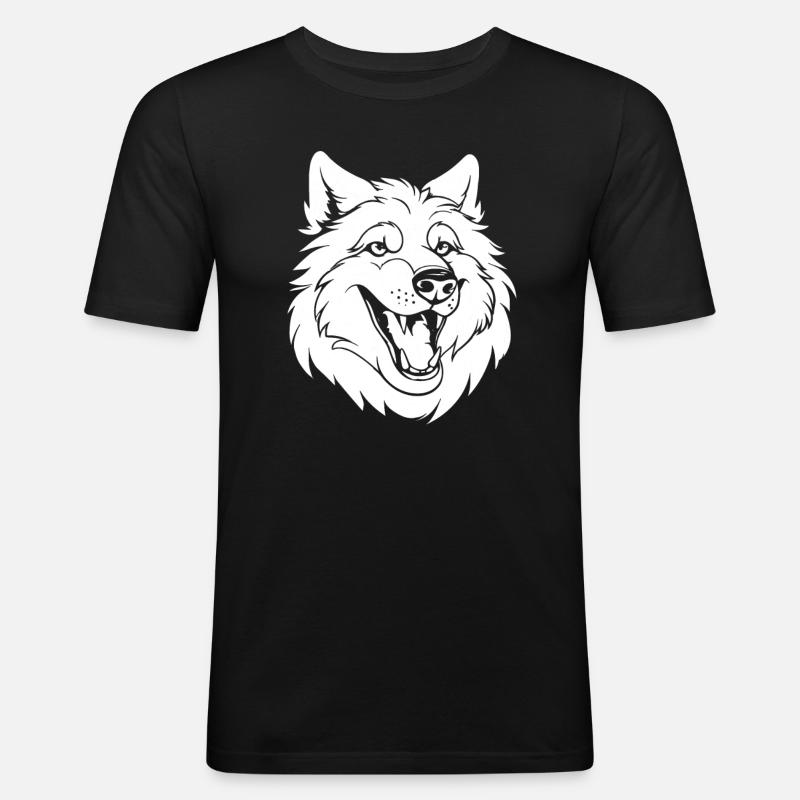 Wolf Smiling - Men's Slim Fit T-Shirt - black