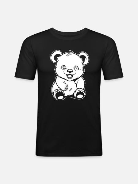 Big Panda Panda Bear Smiling - Men's Slim Fit T-Shirt - black