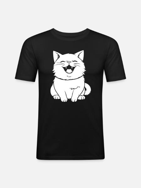 Chat souriant - T-shirt près du corps Homme - noir