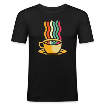 Kaffee Cafe - Männer Slim Fit T-Shirt - Schwarz - Vorne - Nik (191cm)