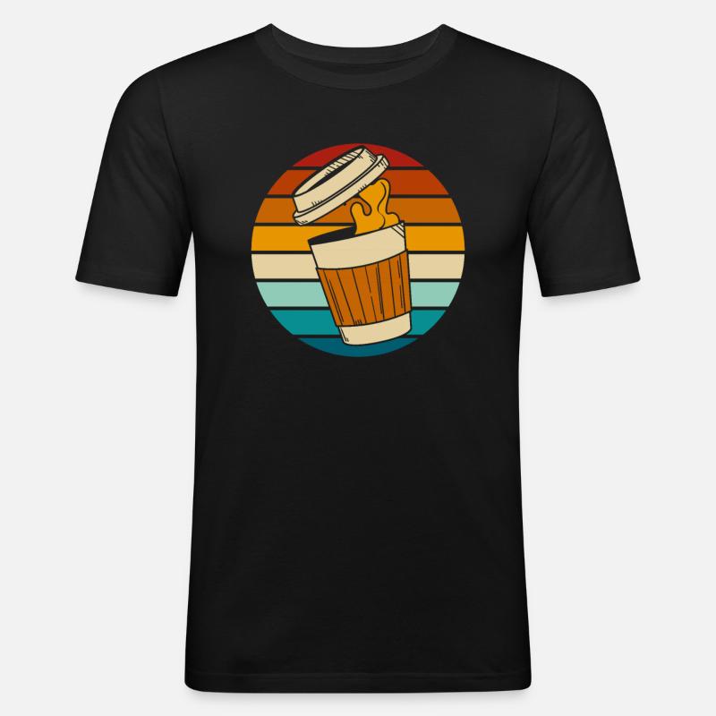 Kaffee Cafe - Männer Slim Fit T-Shirt - Schwarz