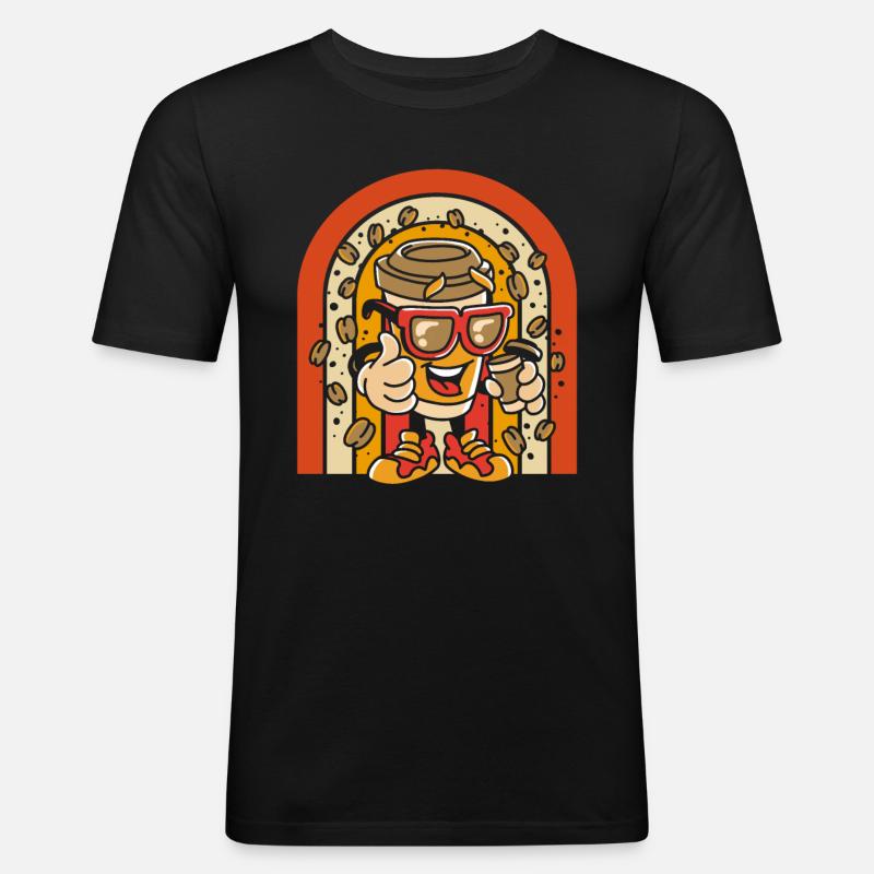 Kaffee Cafe - Männer Slim Fit T-Shirt - Schwarz