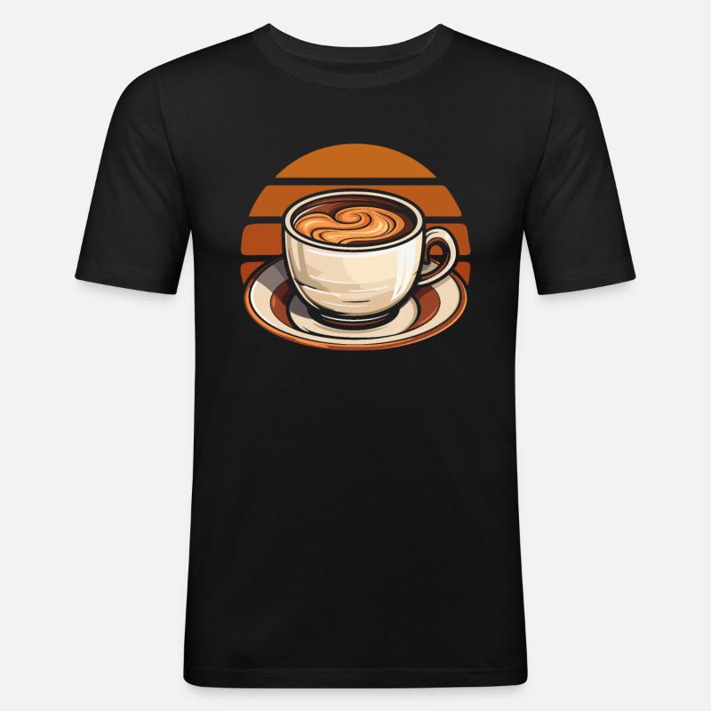 Kaffee Cafe - Männer Slim Fit T-Shirt - Schwarz