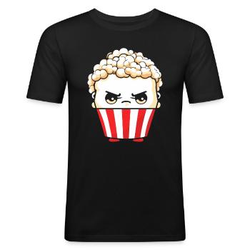 Maïs soufflé Kawaii - T-shirt près du corps Homme - noir - Devant - Nik (191cm)