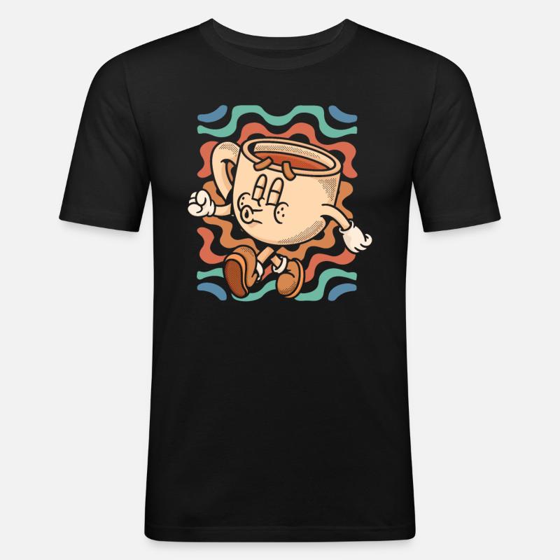 Kaffee Cafe - Männer Slim Fit T-Shirt - Schwarz