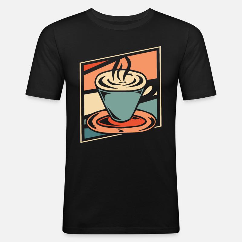 Kaffee Cafe - Männer Slim Fit T-Shirt - Schwarz