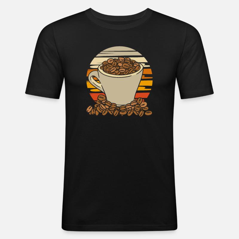 Kaffee Cafe - Männer Slim Fit T-Shirt - Schwarz