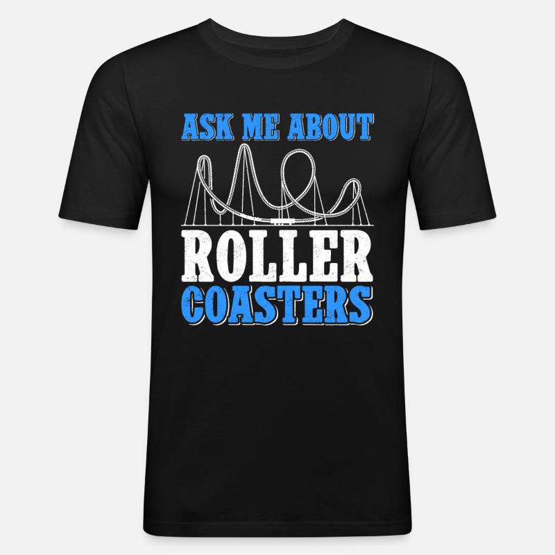 Achterbahn Rollercoaster Roller Coaster Geschenk - Männer Slim Fit T-Shirt - Schwarz
