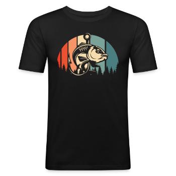 Pêche à la ligne - T-shirt près du corps Homme - noir - Devant - Nik (191cm)