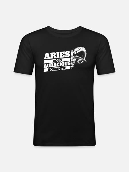 Widder Sternzeichenmerkmale - Männer Slim Fit T-Shirt - Schwarz