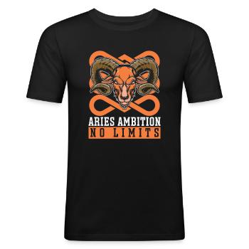 Zodiaque Bélier - T-shirt près du corps Homme - noir - Devant - Nik (191cm)