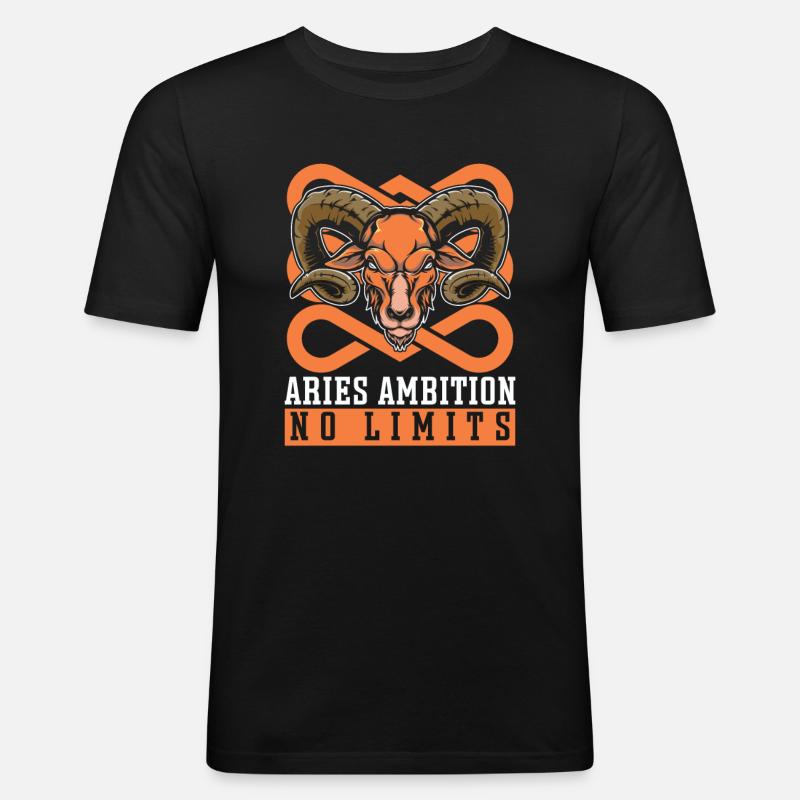 Widder Sternzeichen - Männer Slim Fit T-Shirt - Schwarz