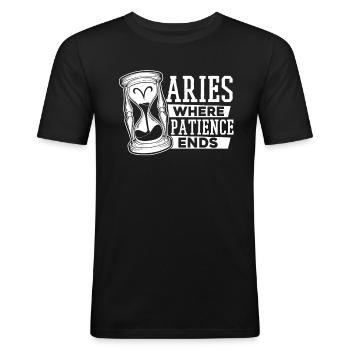 Astrologie Bélier - T-shirt près du corps Homme - noir - Devant - Nik (191cm)