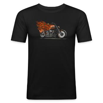 Motorcykel Biker motorcykel flammer - Herre Slim Fit T-Shirt - sort - Foran - Nik (191cm)