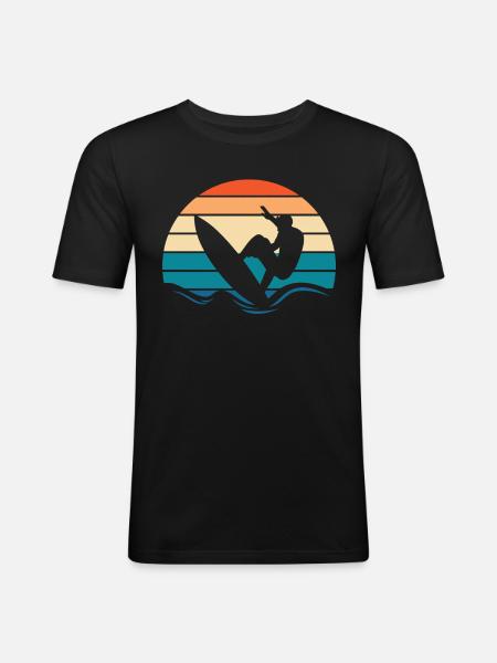 Surfer Surfen - Männer Slim Fit T-Shirt - Schwarz