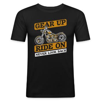 Motorrad Biker Motorbike - Männer Slim Fit T-Shirt - Schwarz - Vorne - Nik (191cm)