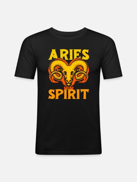 Widder Feuergeist - Männer Slim Fit T-Shirt - Schwarz