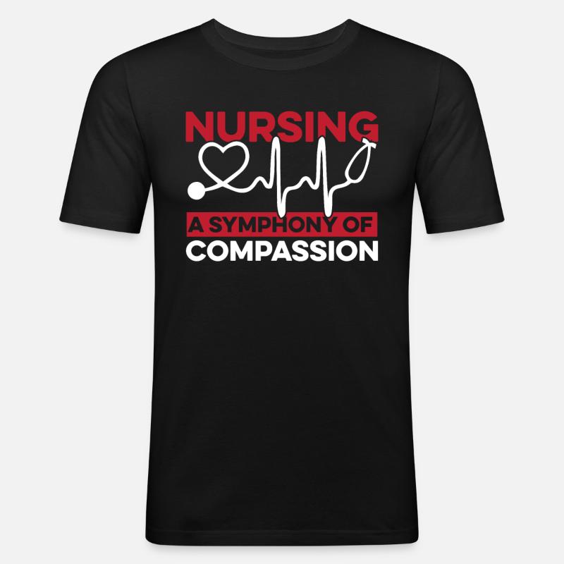 Krankenschwester Musik - Männer Slim Fit T-Shirt - Schwarz