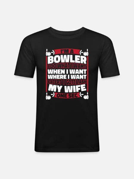 Bowling Bowlen Bowler - Männer Slim Fit T-Shirt - Schwarz