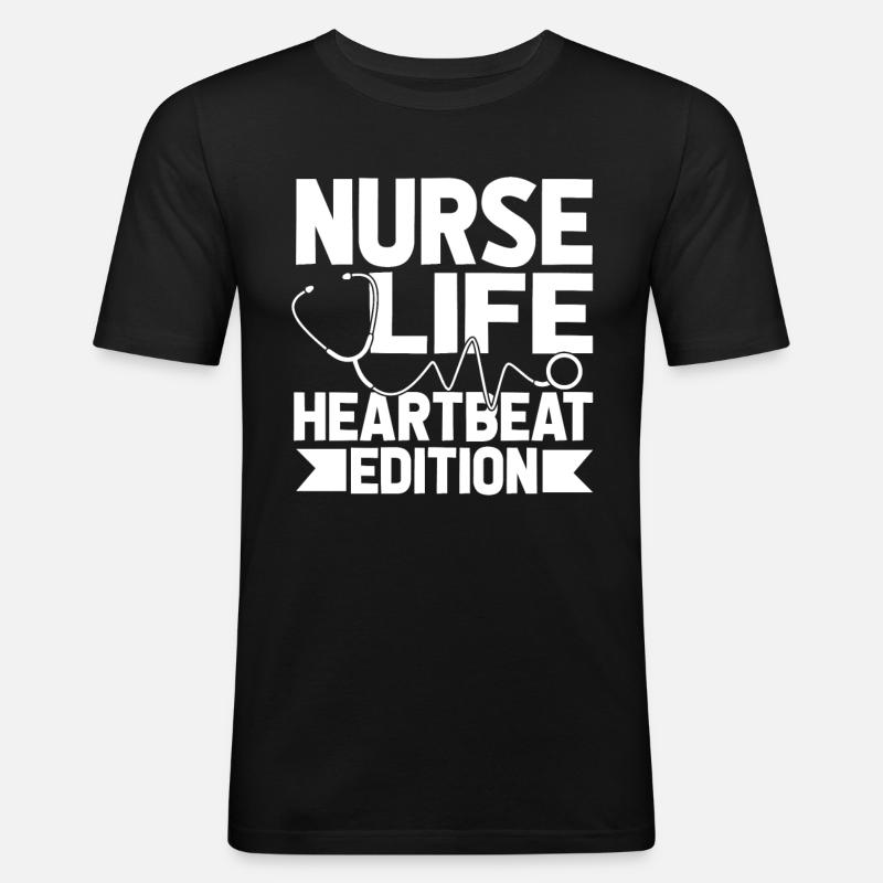 Krankenschwester Ekg - Männer Slim Fit T-Shirt - Schwarz