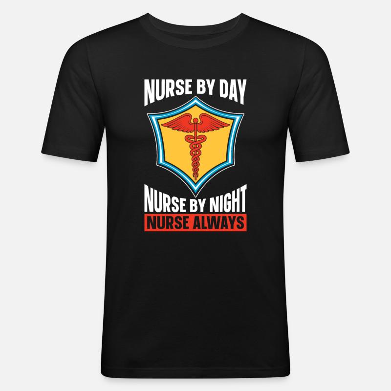 Krankenschwester Superheld - Männer Slim Fit T-Shirt - Schwarz