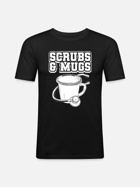 Krankenschwester Kaffee - Männer Slim Fit T-Shirt - Schwarz