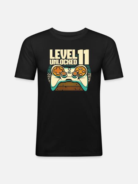 Gamer Gaming Level 11 Unlocked - Men's Slim Fit T-Shirt - black