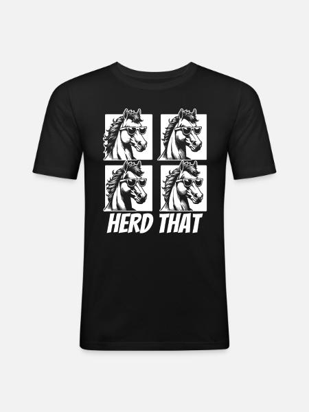 Pferd Reitsport - Männer Slim Fit T-Shirt - Schwarz