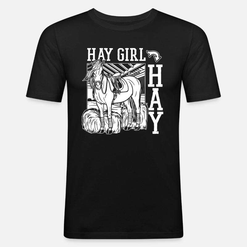 Pferd Reitsport - Männer Slim Fit T-Shirt - Schwarz
