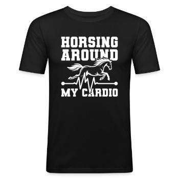 Électrocardiogramme équestre pour chevaux - T-shirt près du corps Homme - noir - Devant - Nik (191cm)