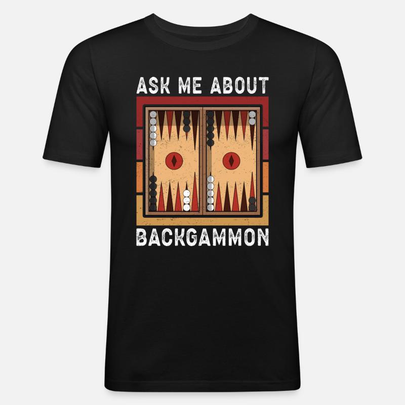 Backgammon Spieler Backgammon Brettspiel Geschenk - Männer Slim Fit T-Shirt - Schwarz