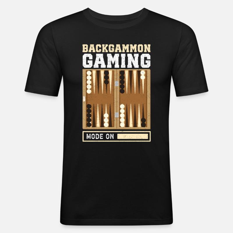 Backgammon Brettspiel Backgammon Spieler Geschenk - Männer Slim Fit T-Shirt - Schwarz