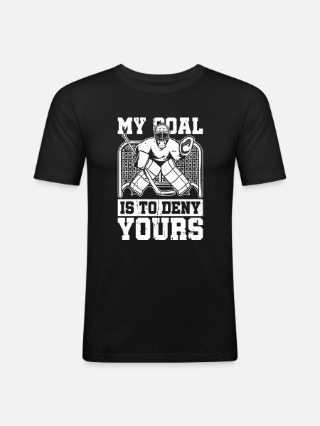 Eishockey Torwart - Männer Slim Fit T-Shirt - Schwarz