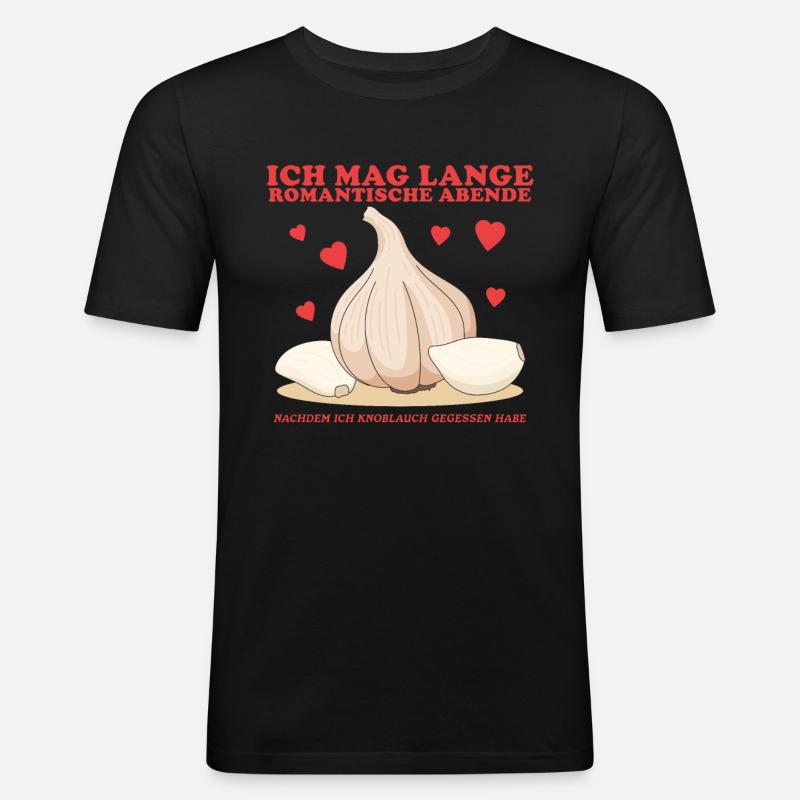 Knoblauch Knoblauchzehen Geschenk - Männer Slim Fit T-Shirt - Schwarz
