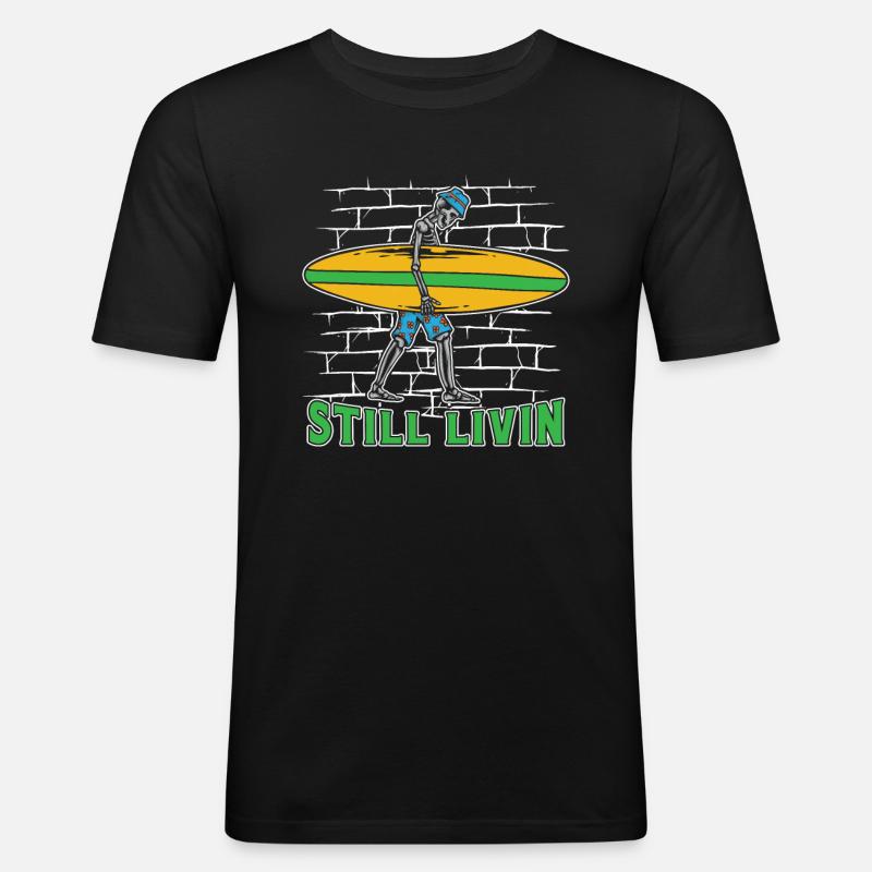Surfer Surfen - Männer Slim Fit T-Shirt - Schwarz