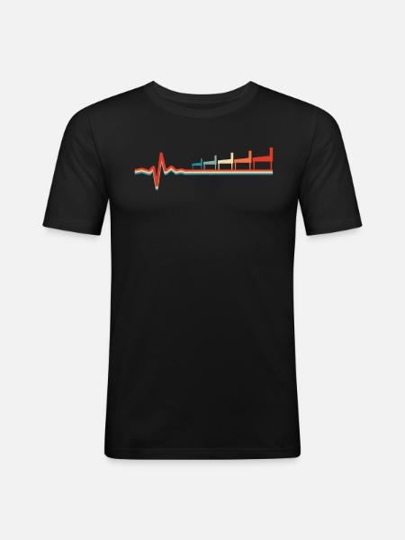 Pinball Ekg Heartbeat - Men's Slim Fit T-Shirt - black
