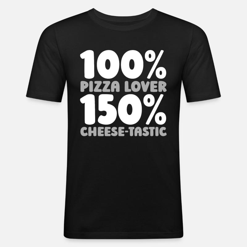 Pizza - Männer Slim Fit T-Shirt - Schwarz