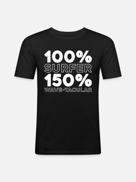 Surfer Surfen - Männer Slim Fit T-Shirt - Schwarz