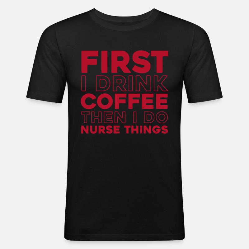 Krankenschwester Kaffee - Männer Slim Fit T-Shirt - Schwarz