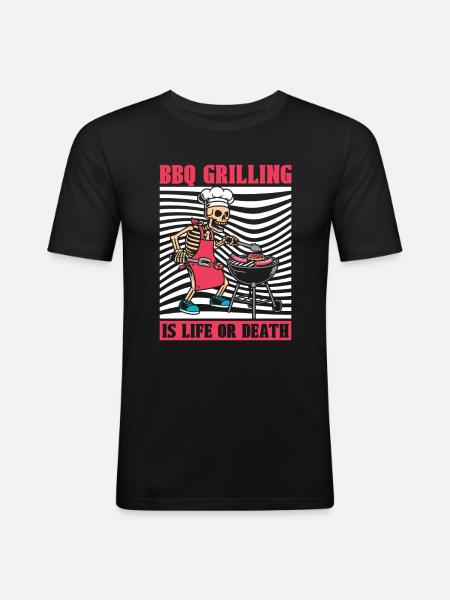 Bbq Grilling Skeleton - Men's Slim Fit T-Shirt - black