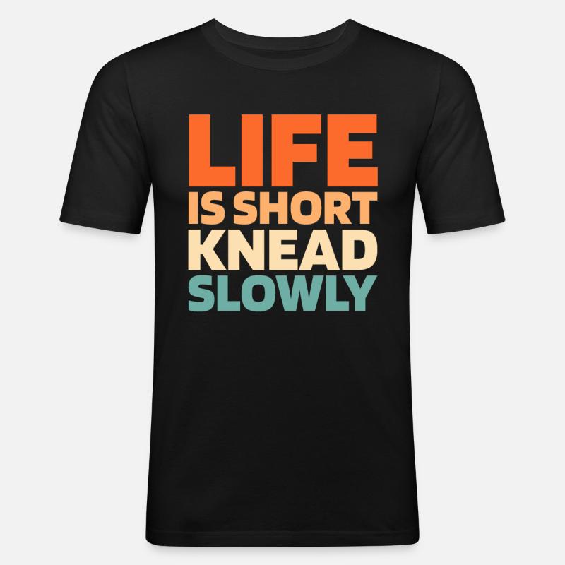 Sauerteig Brot - Männer Slim Fit T-Shirt - Schwarz
