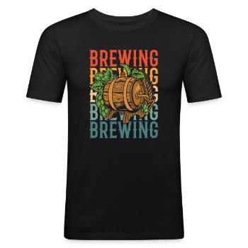 Bière artisanale Hobby Brewer - T-shirt près du corps Homme - noir - Devant - Nik (191cm)