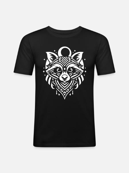Raccoon Tribal Moon Phases - Men's Slim Fit T-Shirt - black