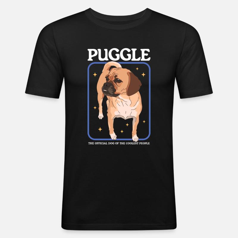 Puggle Hundebesitzer Hundehalter Geschenk - Männer Slim Fit T-Shirt - Schwarz